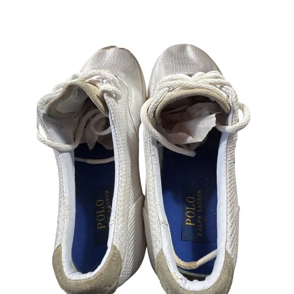 Polo Ralph Lauren Vaughn Men’s Sneakers 10D White Mesh & Suede Casual Shoes - Picture 5 of 8